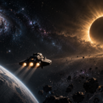 Project Hail Mary streamen: symbolische Illustration eines Raumschiffs vor einer verdunkelten Sonne
